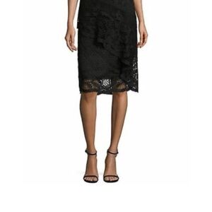 Kobi Halperin Black Asymmetrical Lace Skirt